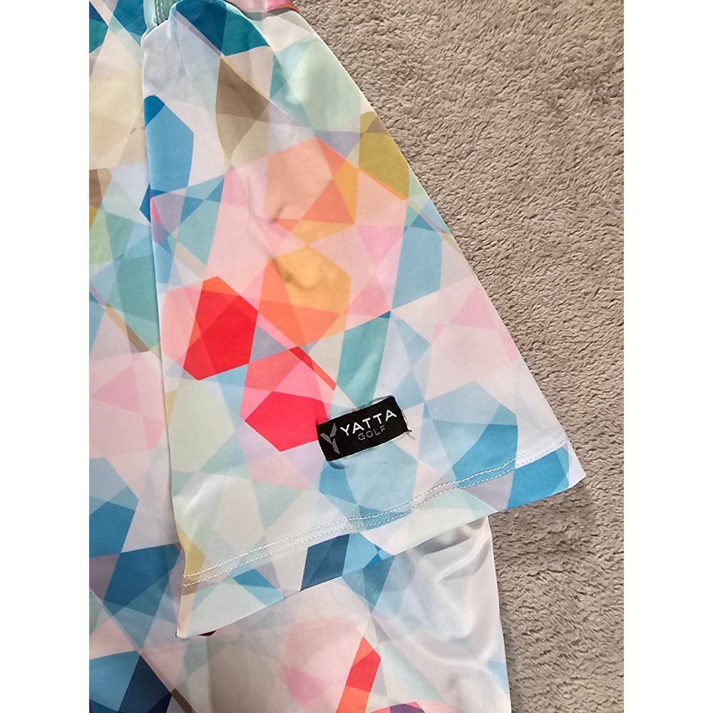 Yatta Golf Mens Geometric Prism Performance Polo Shirt Size M Short Slv